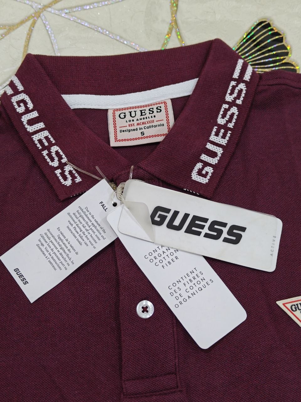 GUESS Polo Homme Premium Bordeaux