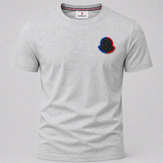 Moncler T-Shirt Écusson GRIS CLAIR CHINÉ