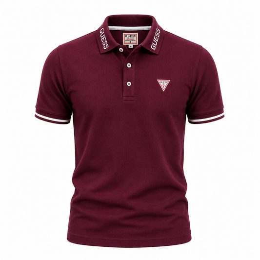 GUESS Polo Homme Premium Bordeaux