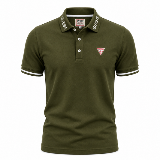 GUESS Polo Homme Premium VERT OLIVE